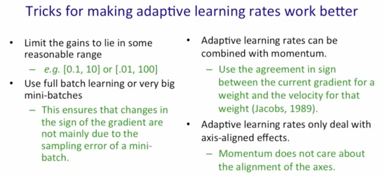Tricks for adaptive lr